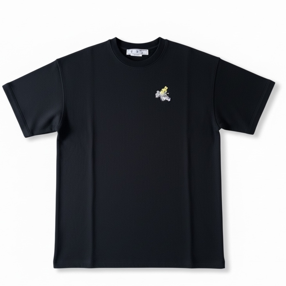Women’s OffWhite Flower Arrow Snap T-Shirt (sweatshirt) Dress Black & Multicolor